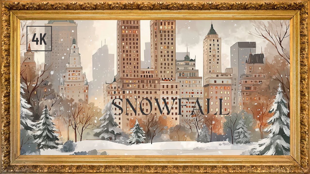 New York Snowfall Ambience 4K | Frame TV Art Background | Relaxing Jazz Music