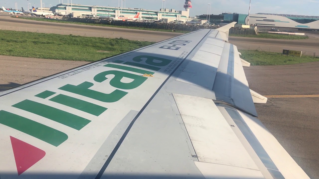 SUNNY DEPARTURE Alitalia A320 Taxi and Takeoff Rome FCO