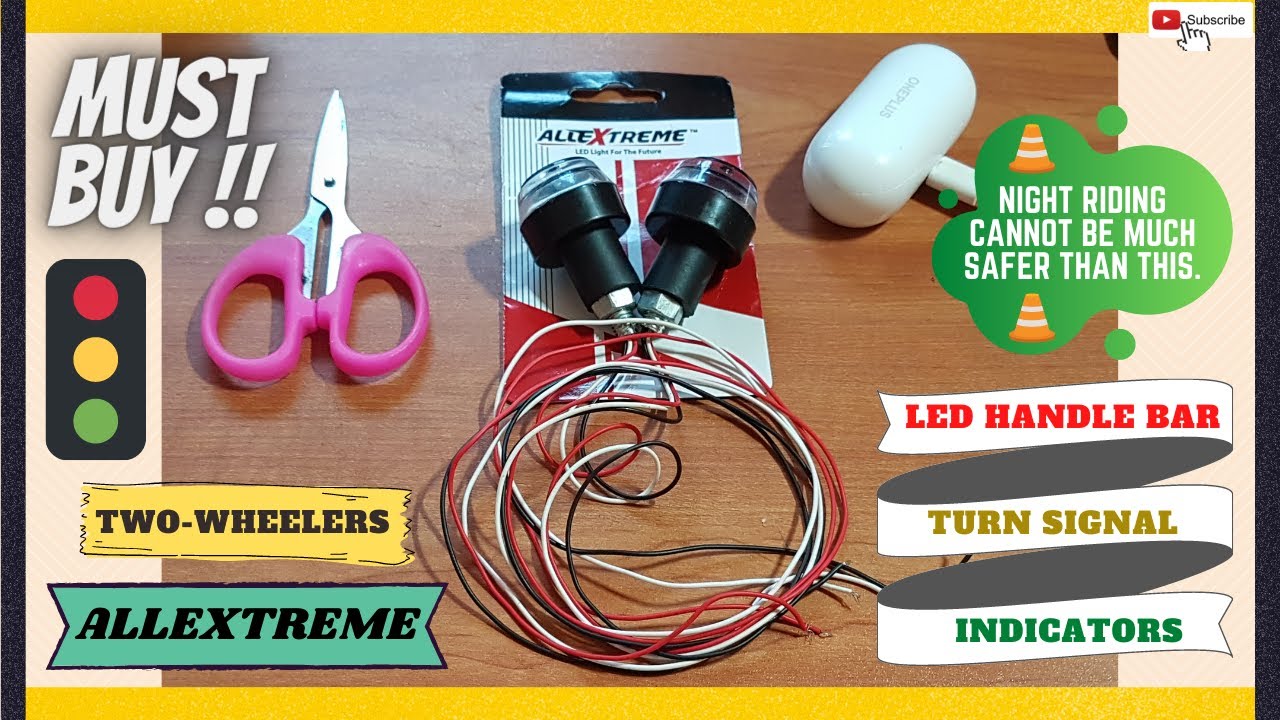 ALLEXTREME Dual Coloured LED Handle Bar End Indicators For Two-Wheelers Quick Unboxing & Install! 🛵🚨