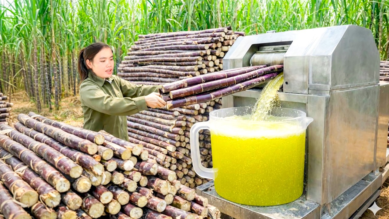 How to Harvest Giant Purple Sugarcane Garden with Single Girl - Bring them to Market to Sell