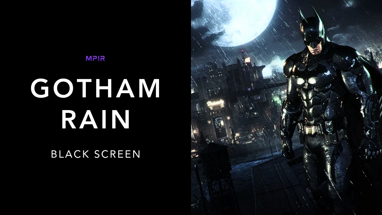 Deep Sleep Rain Sounds | 8 Hours | Black Screen | Gotham City | Batman: Arkham Knight