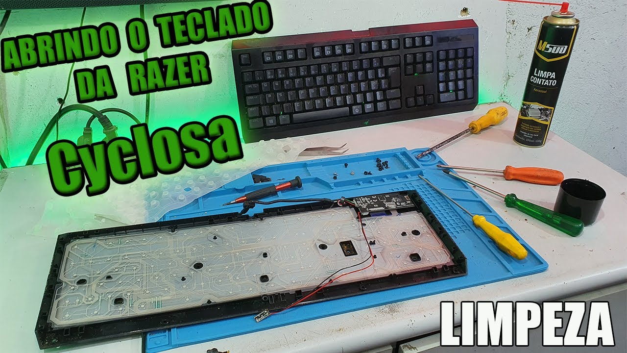 TECLADO RAZER CYCLOSA DA CAÇADA, (MUITO SUJO,VAMOS TENTAR REPARAR) TECLAS NÃO FUNCIONA,E SO LIMPAR ?