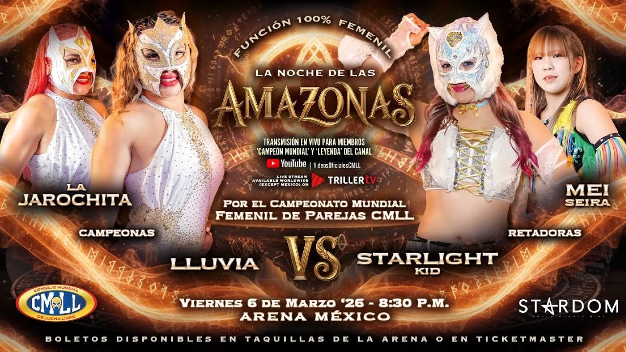Lluvia y Jarochita (c) vs StarLight Kid y Mei Seira CAMPEONATO MUNDIAL FEMENIL DE PAREJAS CMLL