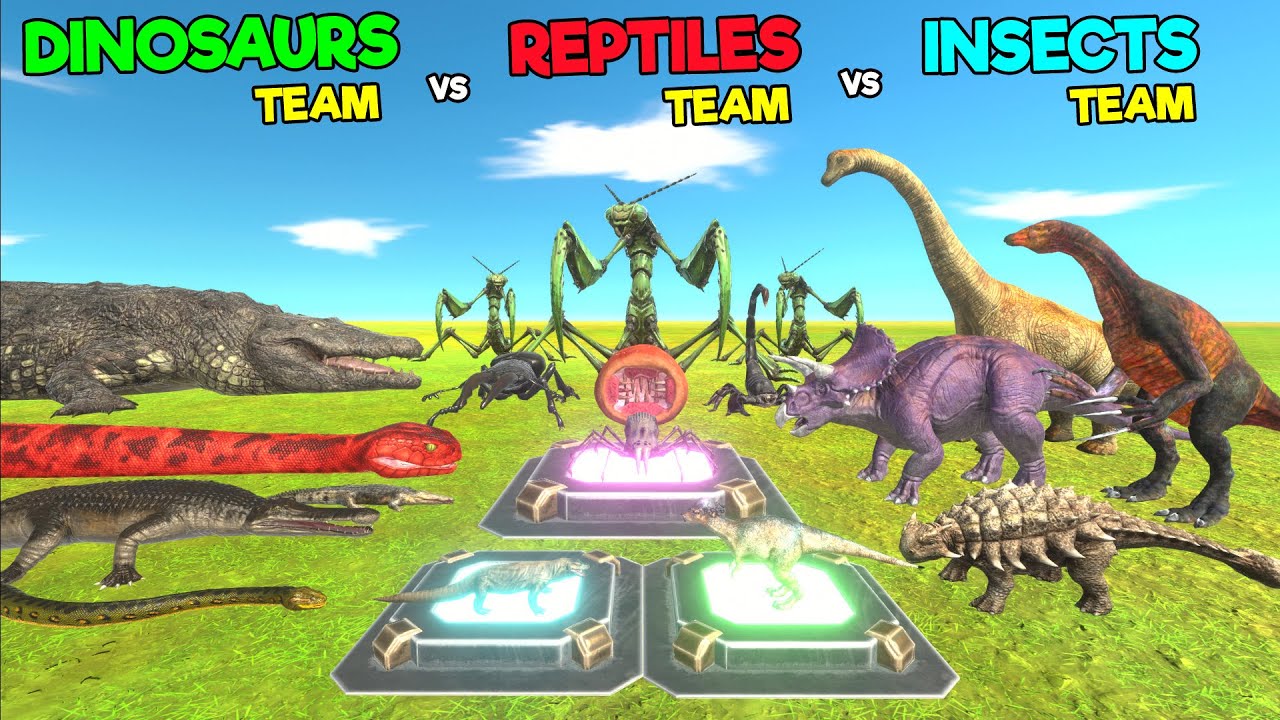 Reptiles vs Herbivore Dinosaurs vs Giant Invertebrates - Animal Revolt Battle Simulator
