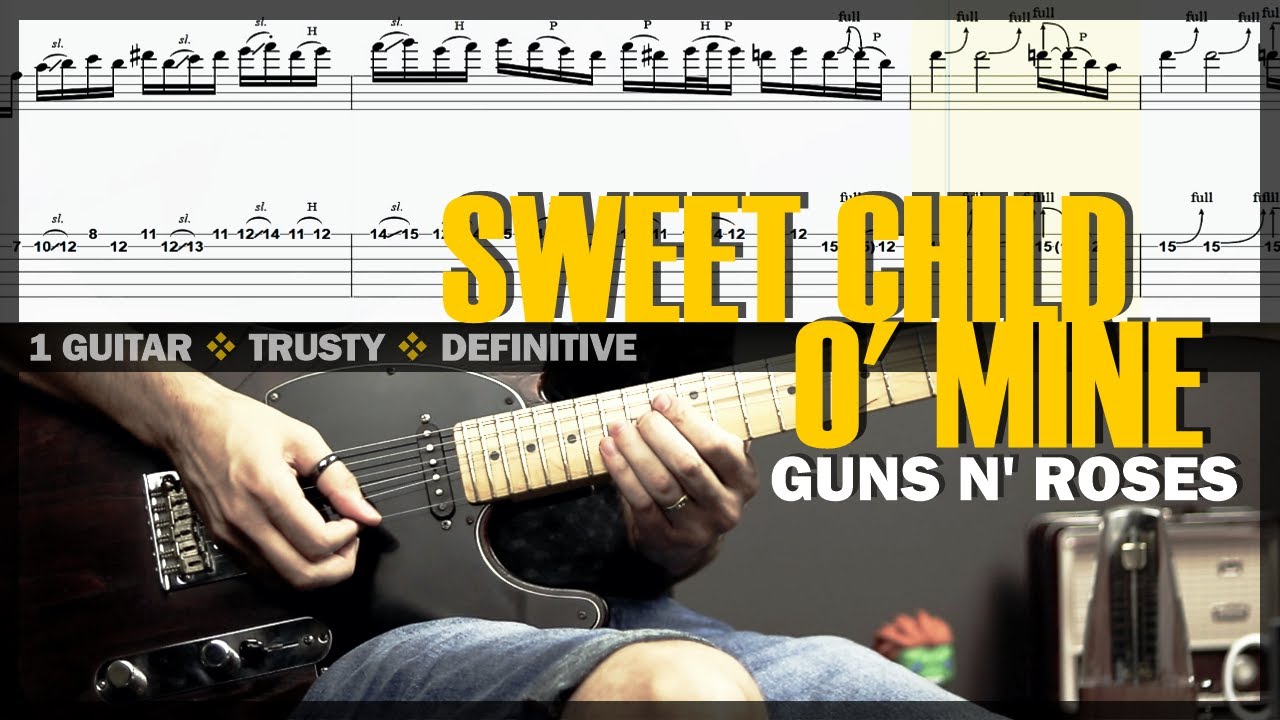 Sweet Child o Mine | Guitar Cover Tab | Guitar Solo Lesson | Backing Track w/ Vocal 🎸 GUNS N' ROSES