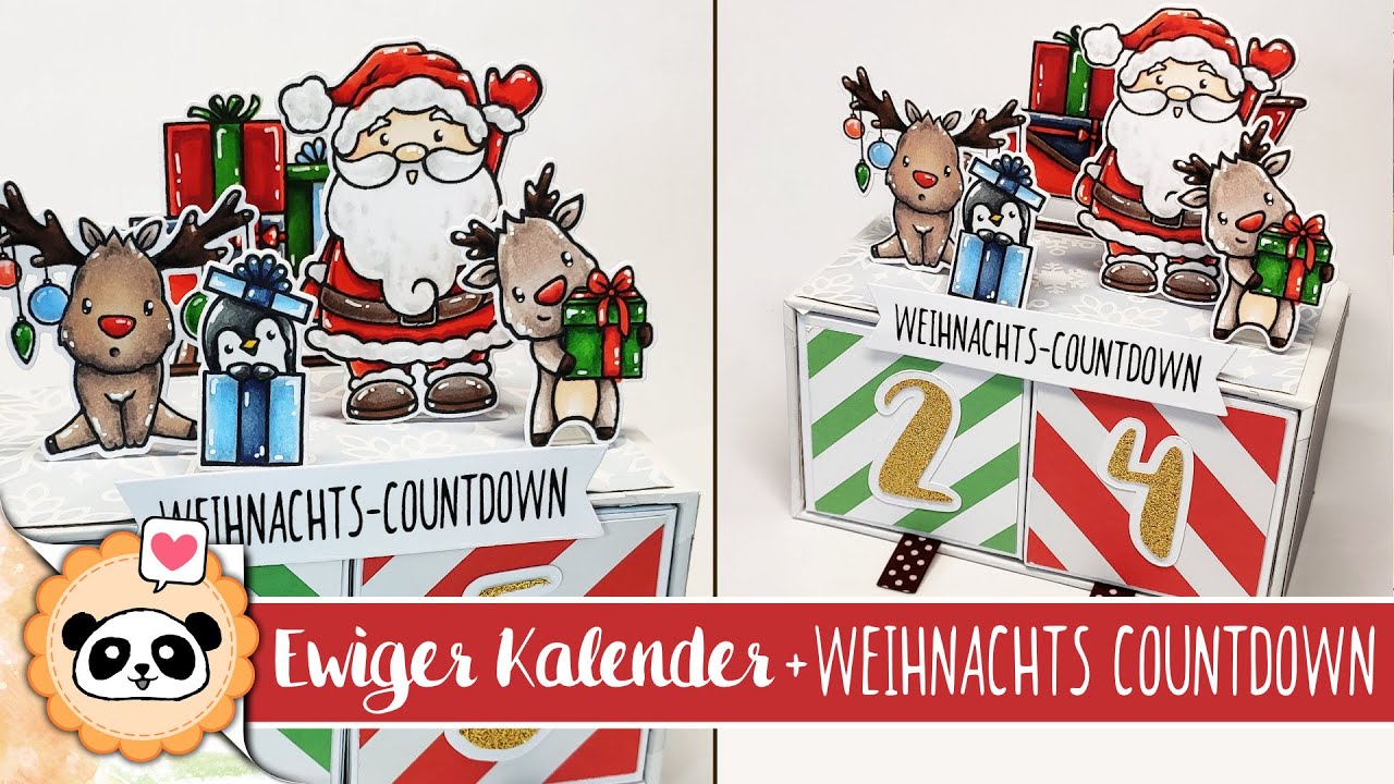 Weihnachts Countdown Adventskalender 🎄 | Ewiger Kalender aus Papier mit 3D Deko | Kostenlose PDF