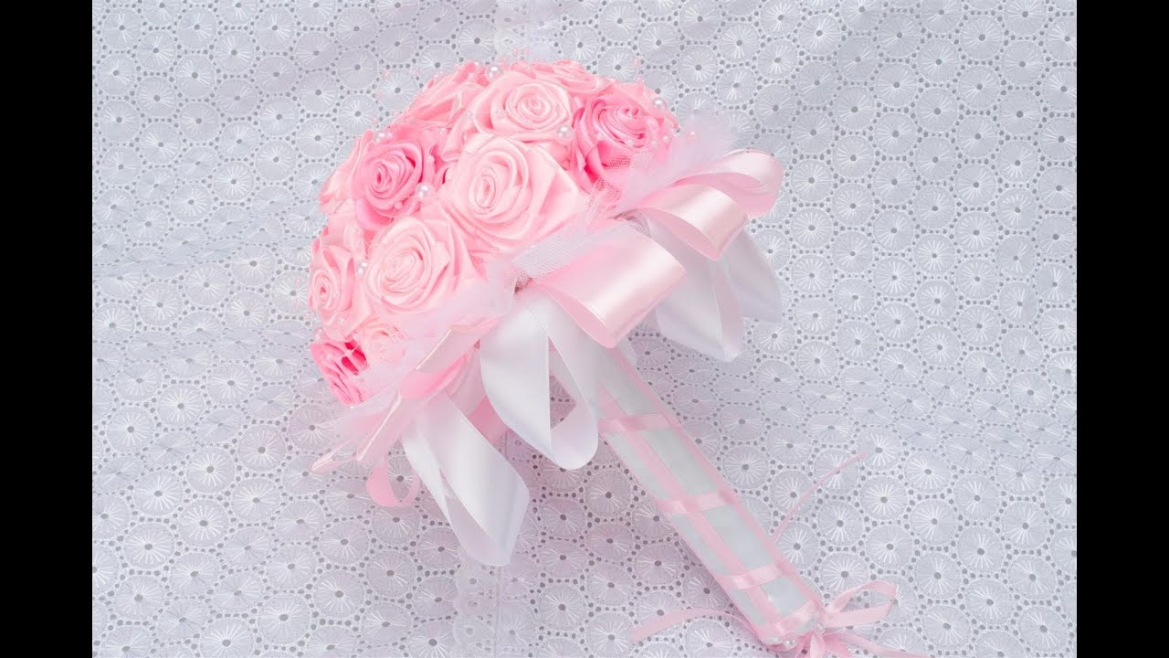 Роза для Топиарий и Свадебных Букетов./Своими руками. Видео /Ribbon Flower / DIY Kanzashi