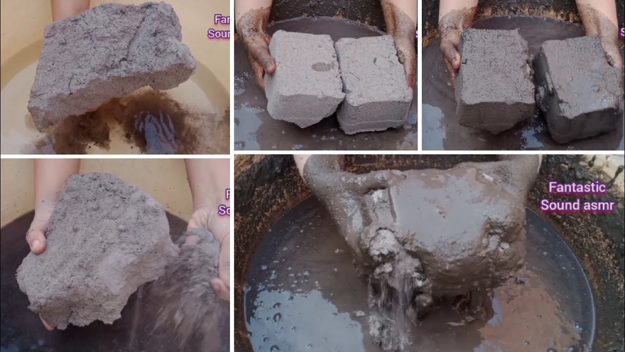 Dusty Soft Reuse pure cement chunks and bricks crumble DRY on paste and dipping in water 💦💦💦 Asmr