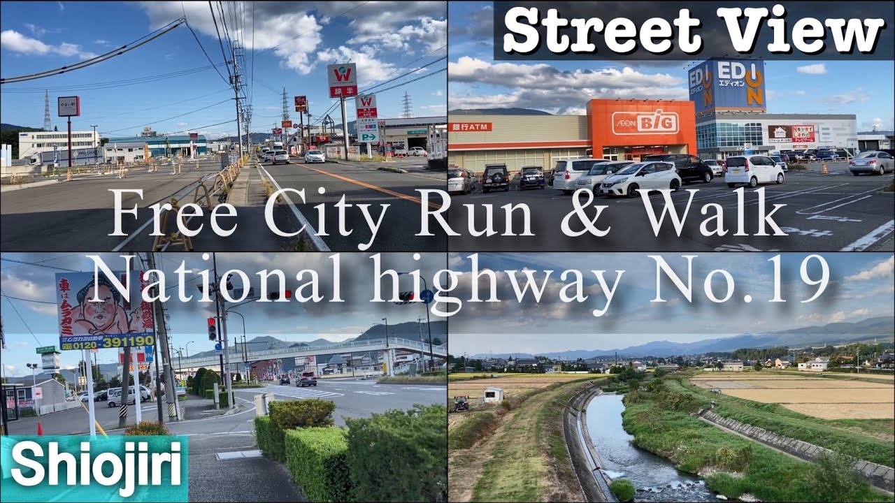 Free City Run & Walk -  National highway No.19 | Shiojiri, Nagano | Japan Vlog ASMR #travel