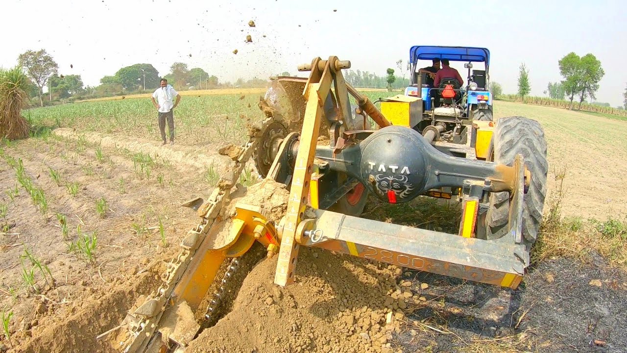 Sonalika Silander 750 Di operate Trencher Machine | Pipe dabne Ki Machine | Pipe Line Digger |