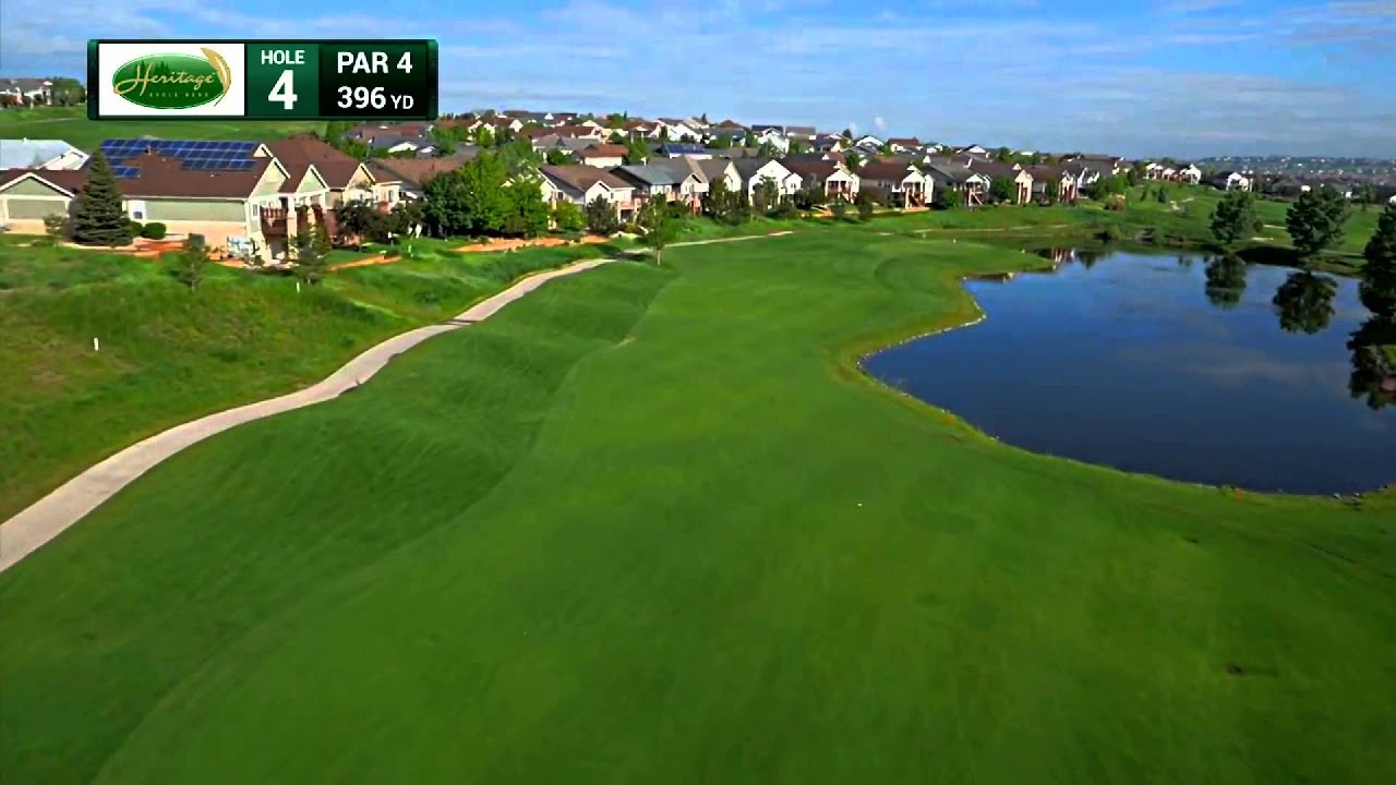 Hole 4 Aerial Video Heritage Eagle Bend Golf Club Aurora - Denver Colorado