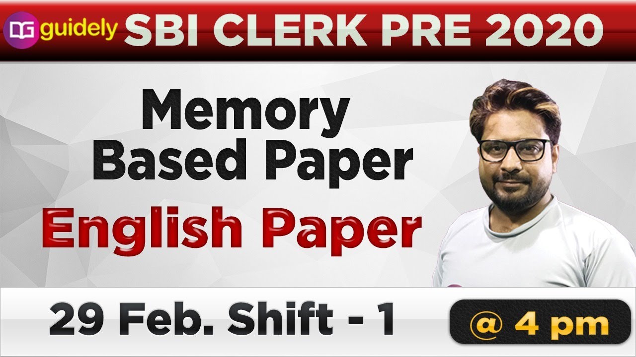 Memory Based Paper SBI Clerk Prelims | English  29th Feb. | Shift I  | by Narendra Sir