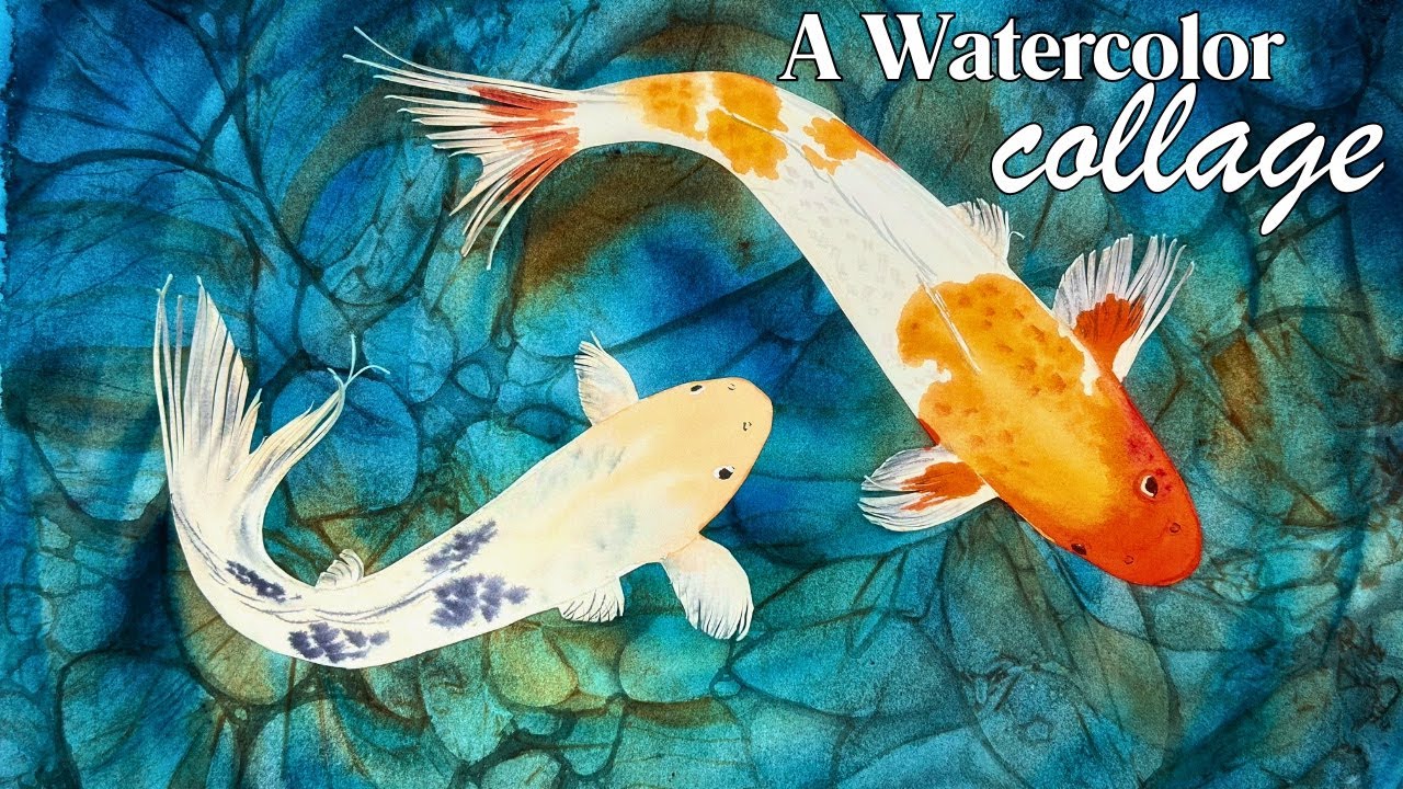 Breathtaking Watercolor Koi Fish Collage Tutorial