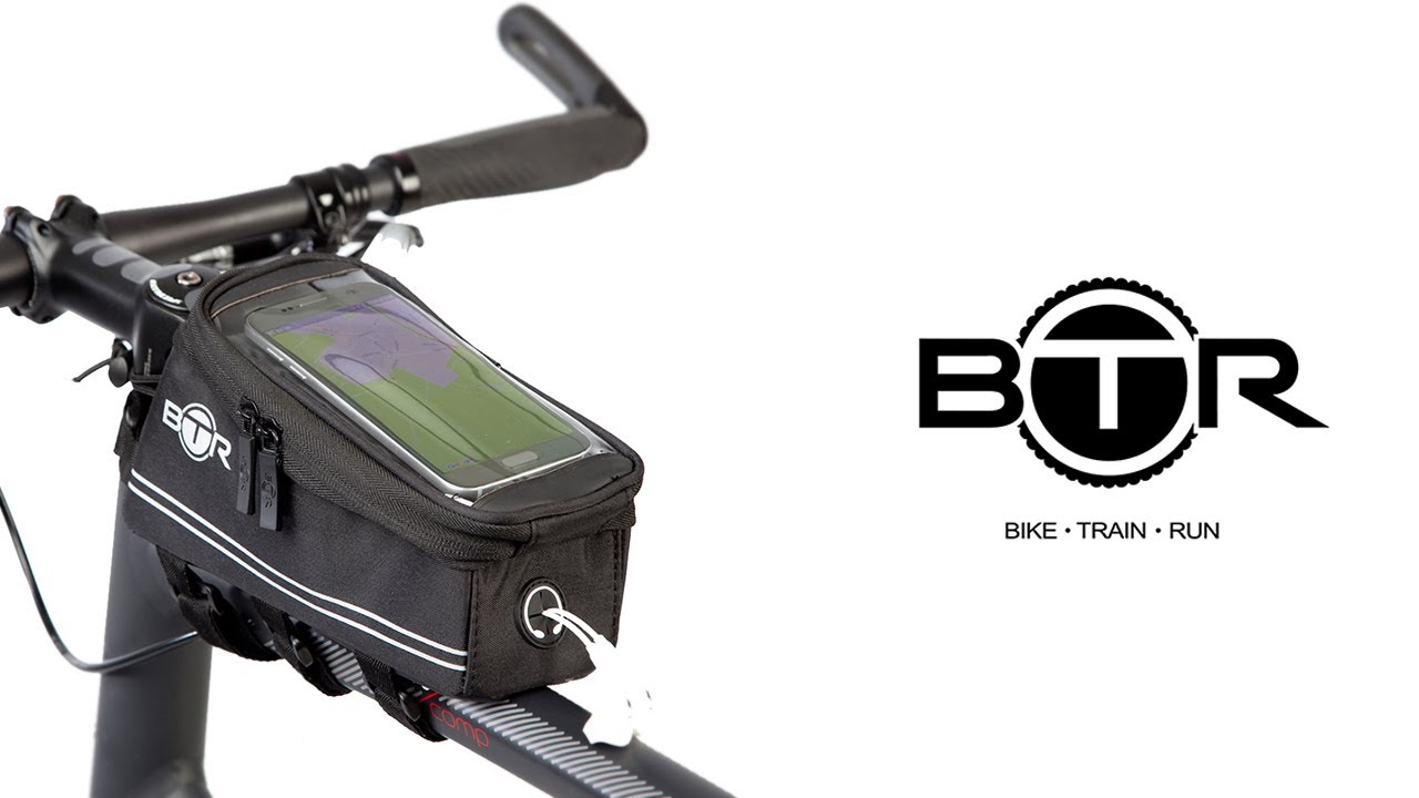 BTR Bike Bag Phone Holder - Water Resistant . Black. New improved Edition