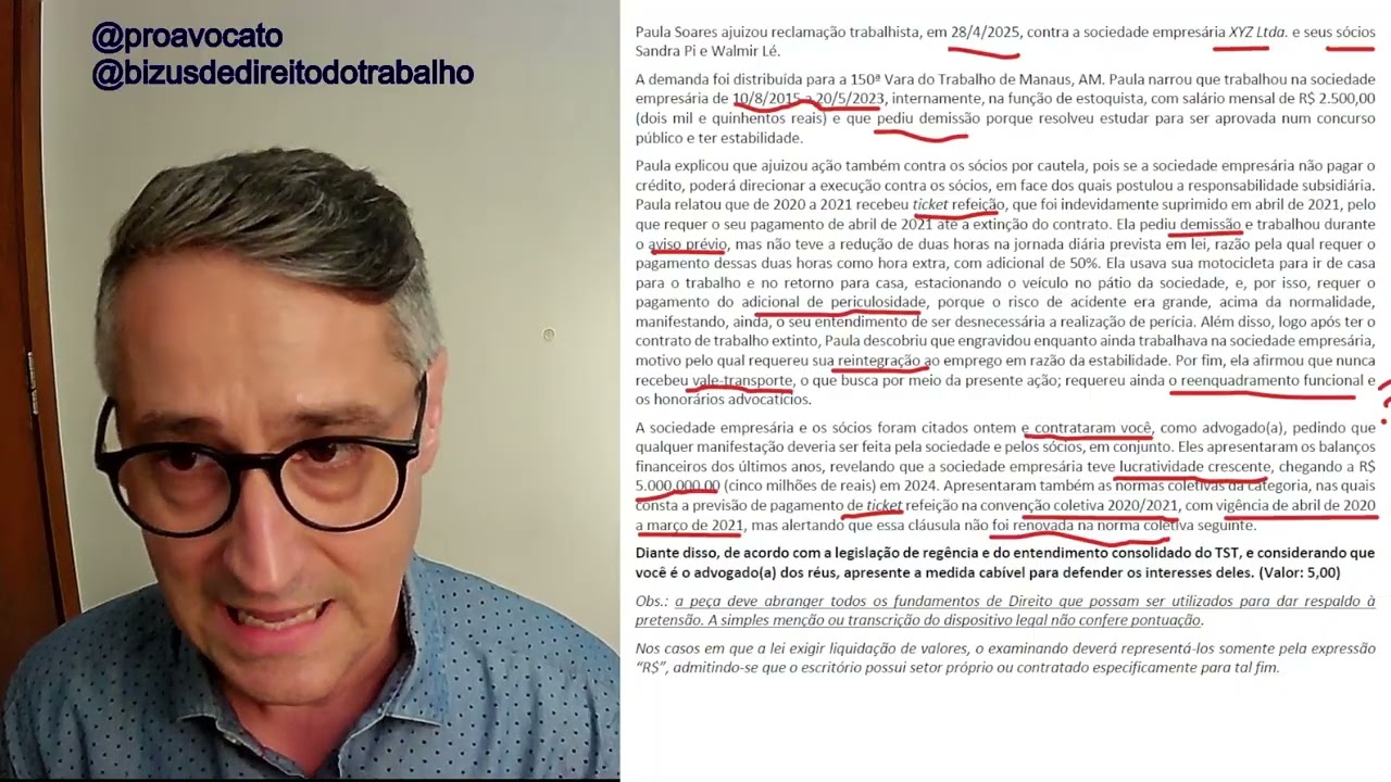 Comentários prova OAB - 2ª FASE EM DIREITO DO TRABALHO
