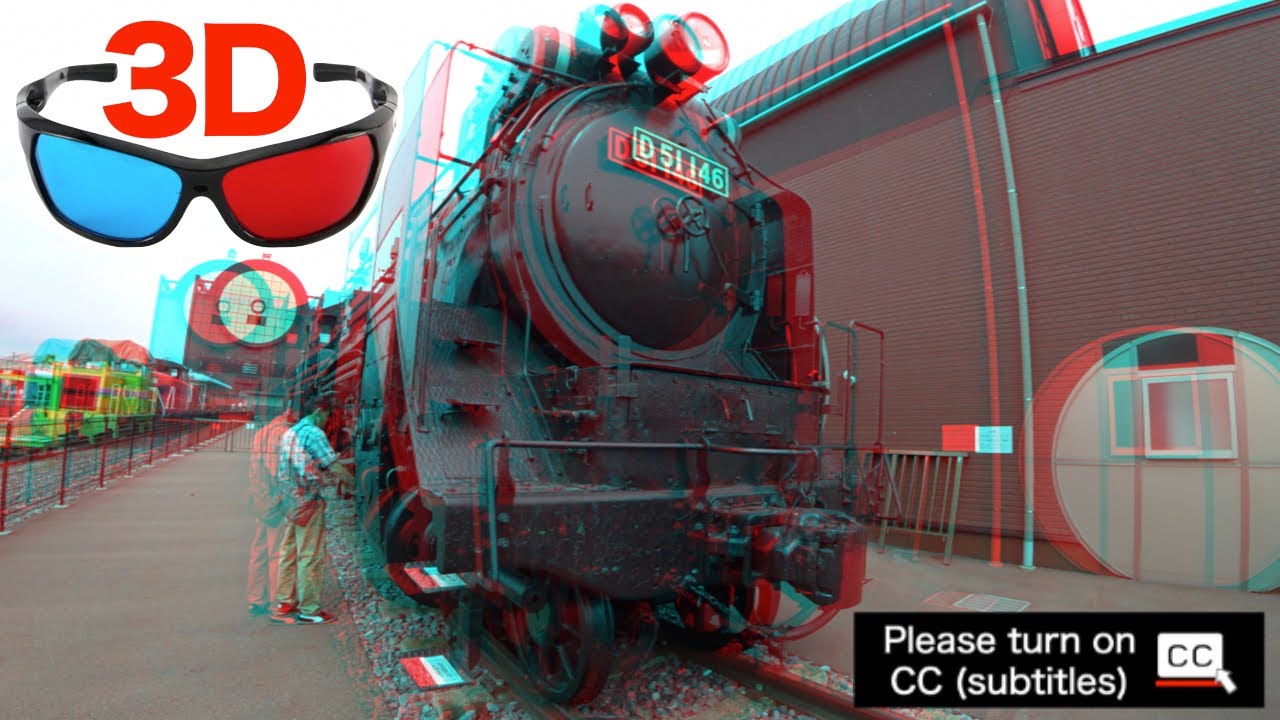[3D-видео] Сиденье водителя японского паровоза / Анаглиф 3D (красные/голубые очки)