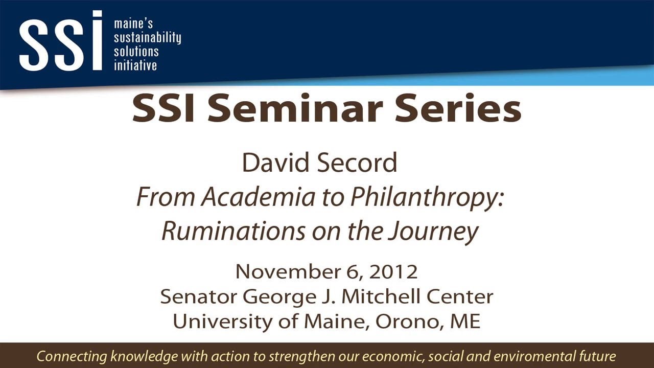 David Secord, SSI Seminar Series, Mitchell Center, 11/6/2012