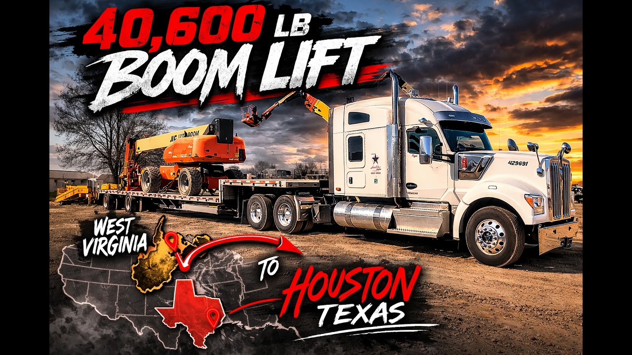 From WV to TX: Hauling a Monster Boom Lift – 40,600 lbs Heavy Equipment Transport