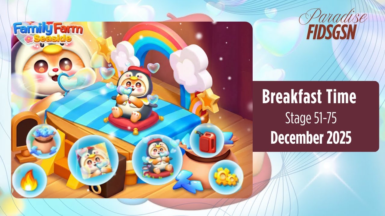 BREAKFAST TIME – STAGES 51-75 | TILE MATCHING | FAMILY FARM SEASIDE| DEC 2025