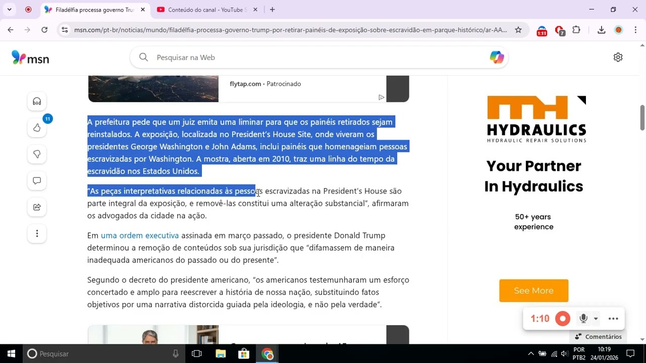 Filadélfia processa governo Trump por retirar painéis de exposição sobre escravidão