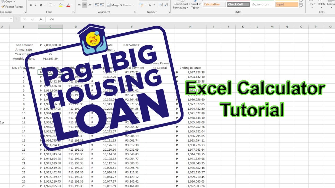 Pag-Ibig Housing Loan Excel Tutorial