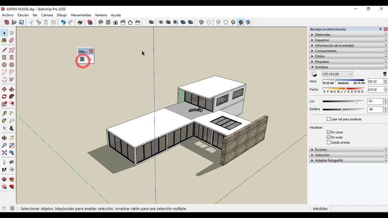 37 CREACIÓN DE SOMBRAS Y UBICACIÓN GEOGRÁFICA. SketchUP Pro.