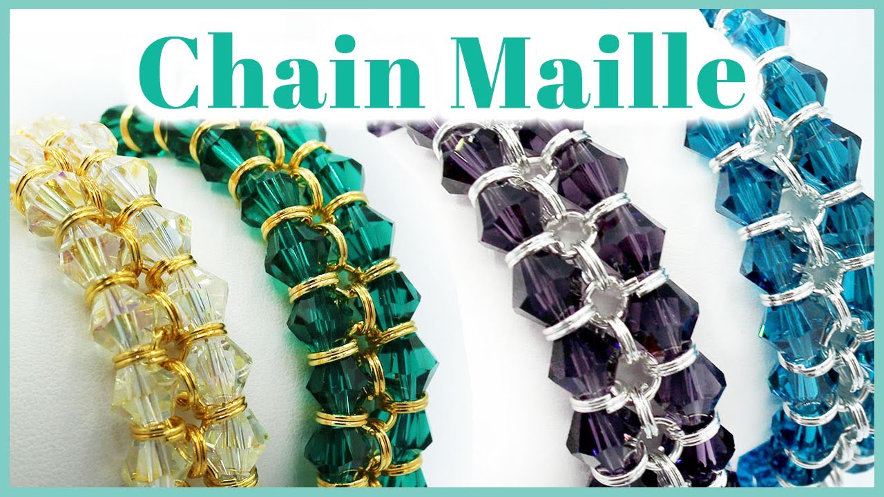 Easy Chain Maille Bracelet with Crystals