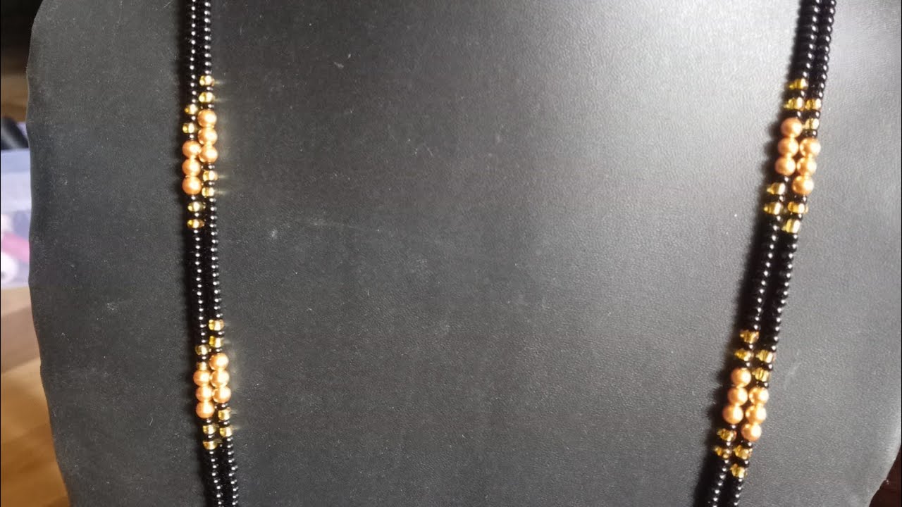 Latest long black beads mangalsutra making//Gold mangalsutra designs making//Mangalsutra design 