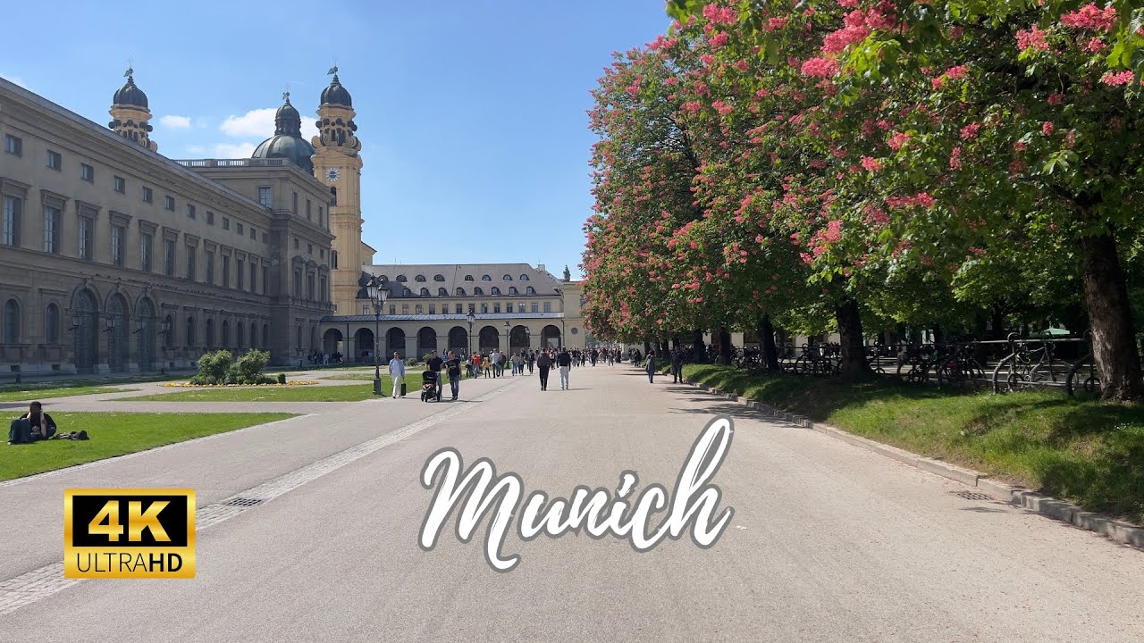 Sunny Afternoon Walk in Munich, Germany - 4K 60fps