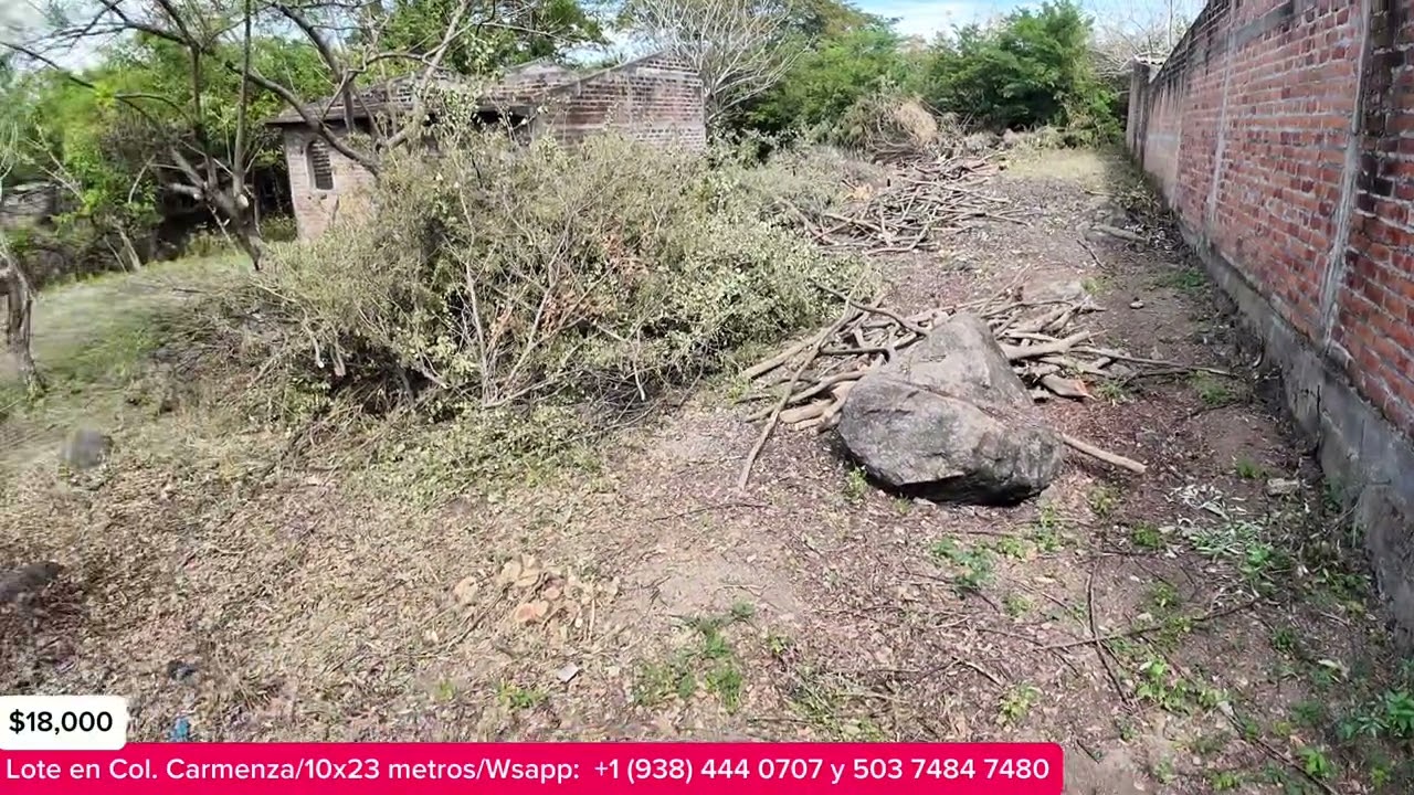 SE VENDE LOTE EN COL. CARMENZA/$18,000/CERCA DE BYPASS/Wsapp: +1 (938) 444 0707