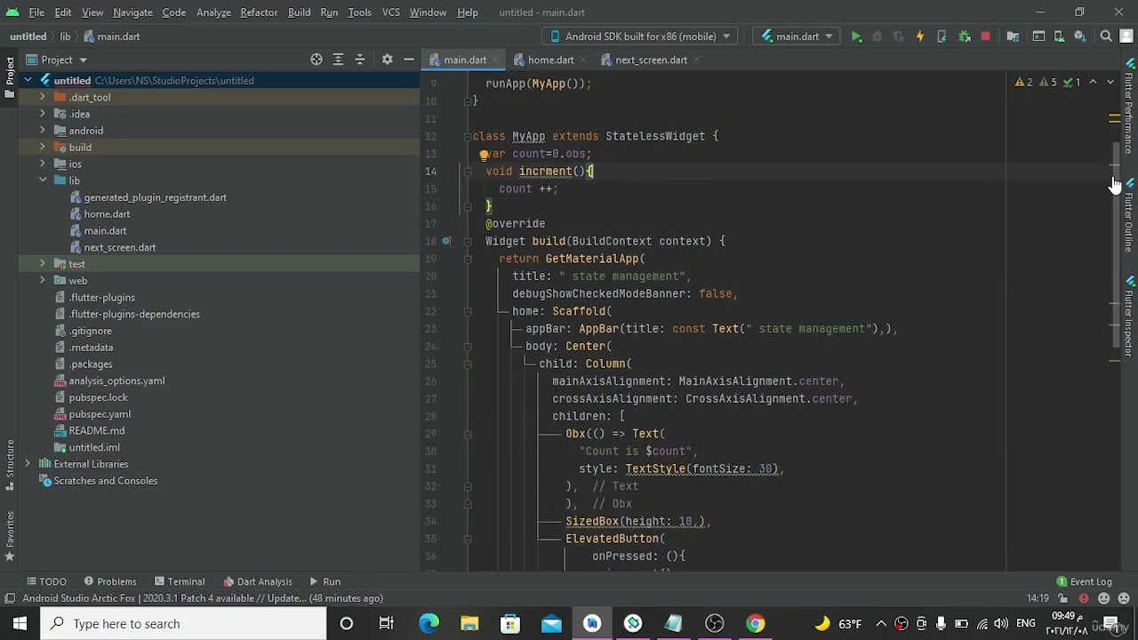 1  Reactive State Manager GetXby using Obx