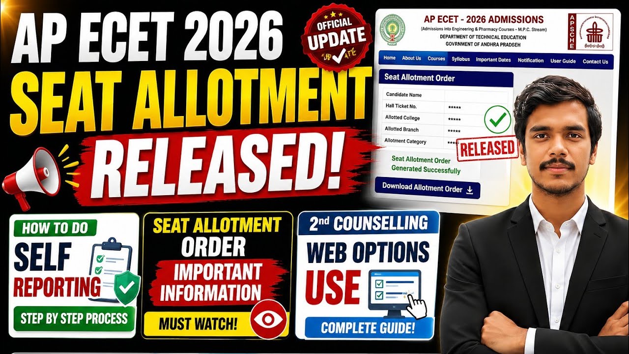 AP ECET 2026 Seat Allotment Released 🔥 | Self Reporting Process | Seat Allotment Order details