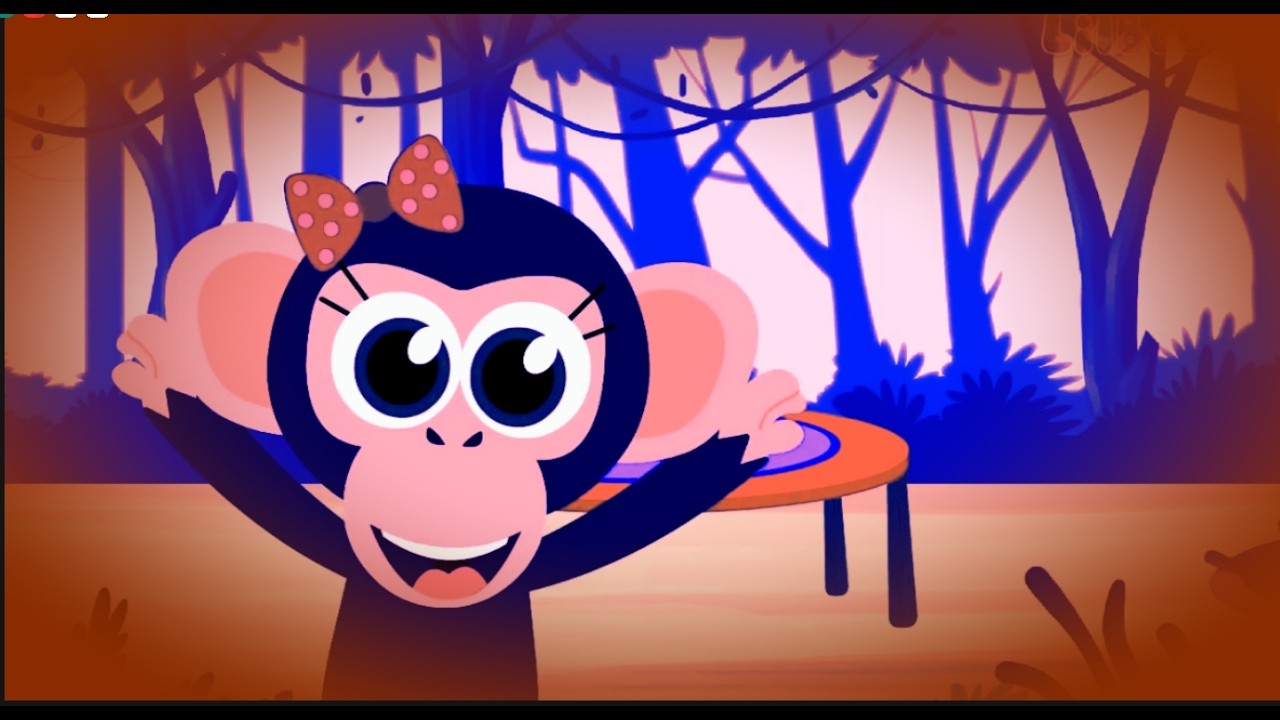 Три маленькие обезьянки прыгают на кровати под деревом 🌳🐵 | Случайные эффекты ремикса 🔥