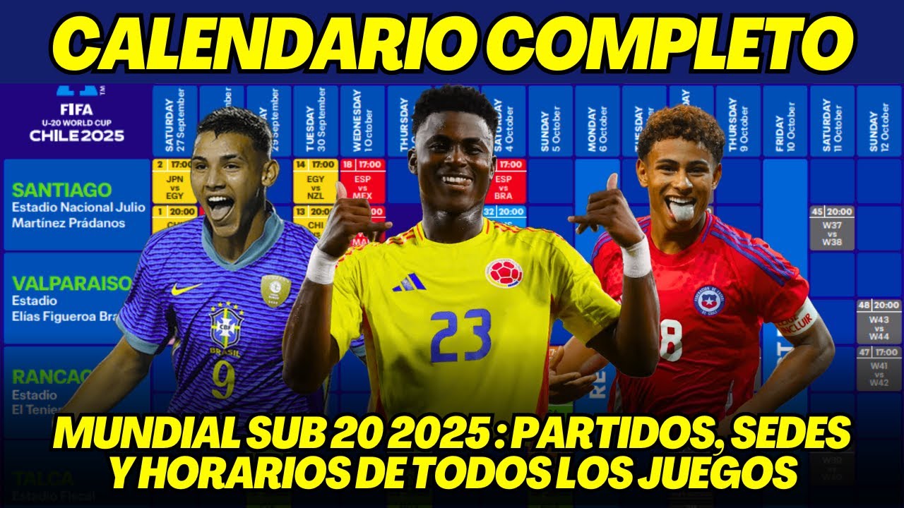 MUNDIAL SUB 20 2025: FIXTURE COMPLETO, HORARIOS Y SEDES DE TODOS LOS PARTIDOS