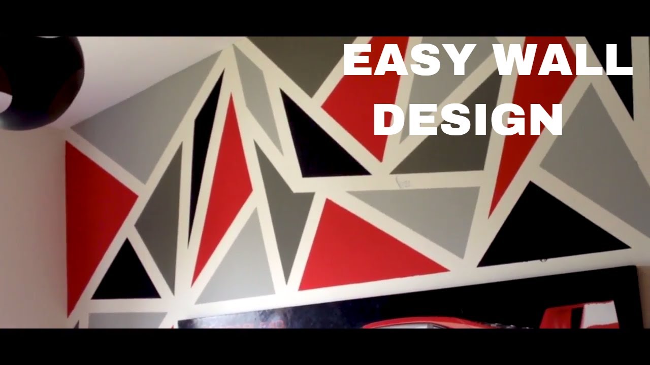 PAINTING A DIY GEOMETRIC WALL DESIGN! (EASY) (QUARANTINE ROOM IMPROVEMENT)