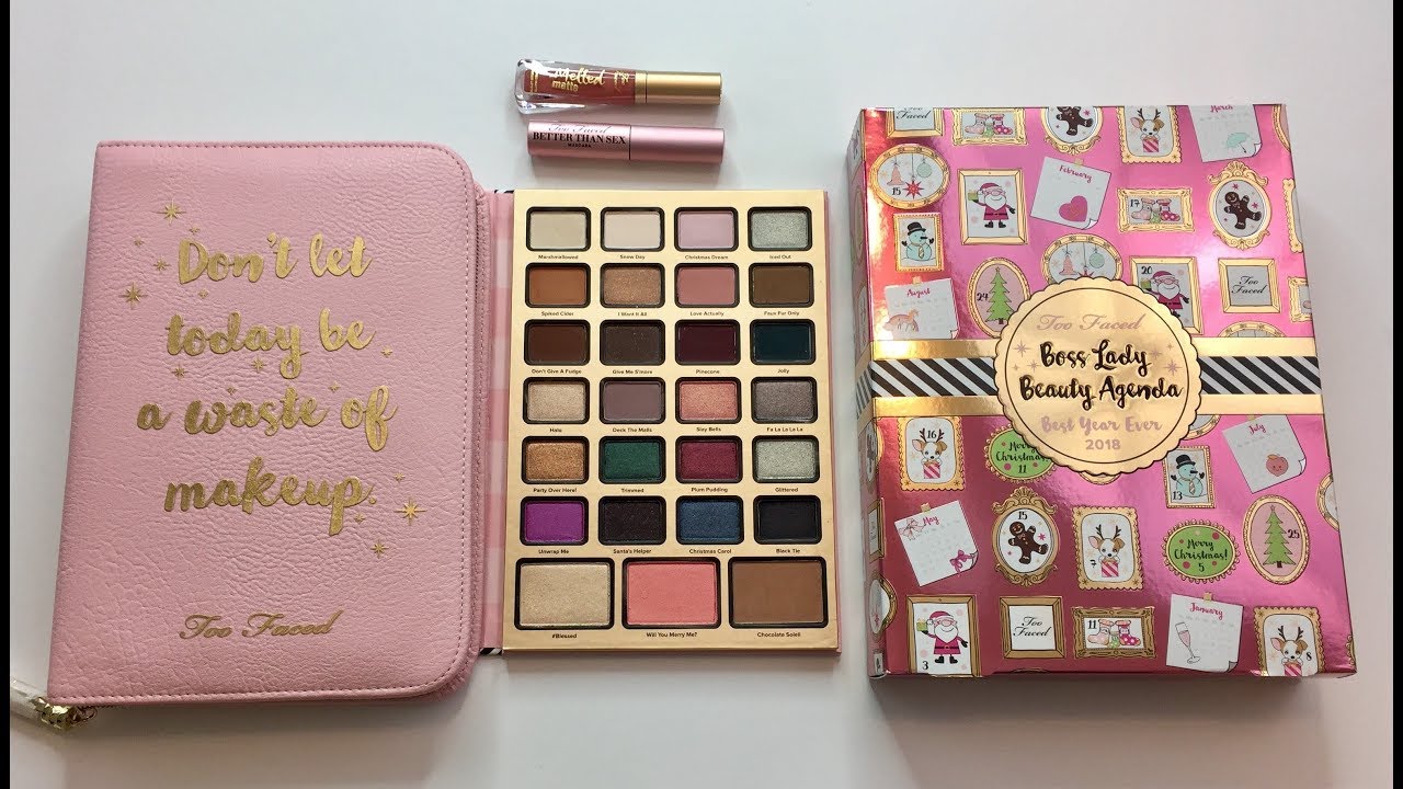 TOO FACED BOSS LADY BEAUTY AGENDA SWATCHES | HOLIDAY COLLECTION 2017
