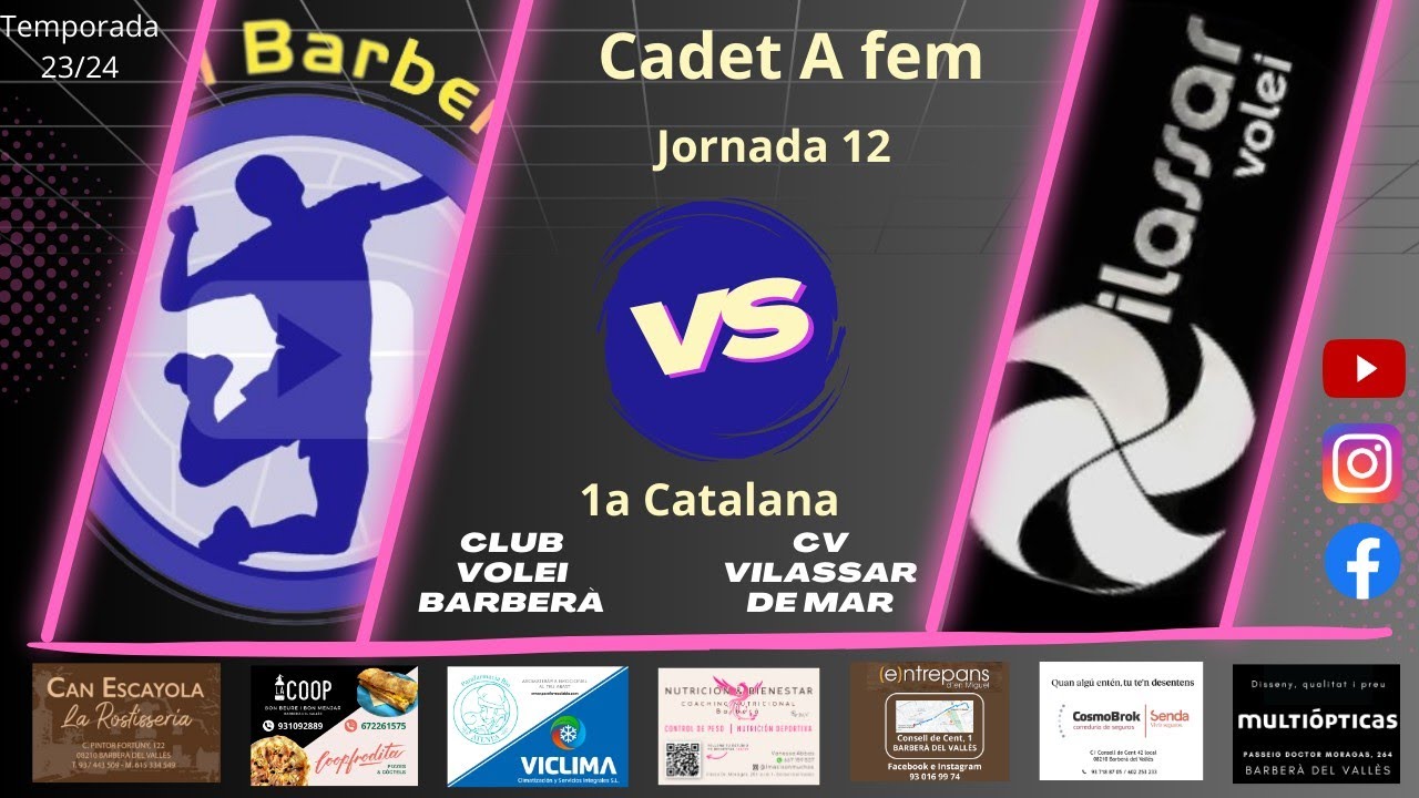 CV Barberà vs CV Vilassar de Mar, Cadet A Femení,  17/11/23,1a divisió catalana. #Aymibarberà!!