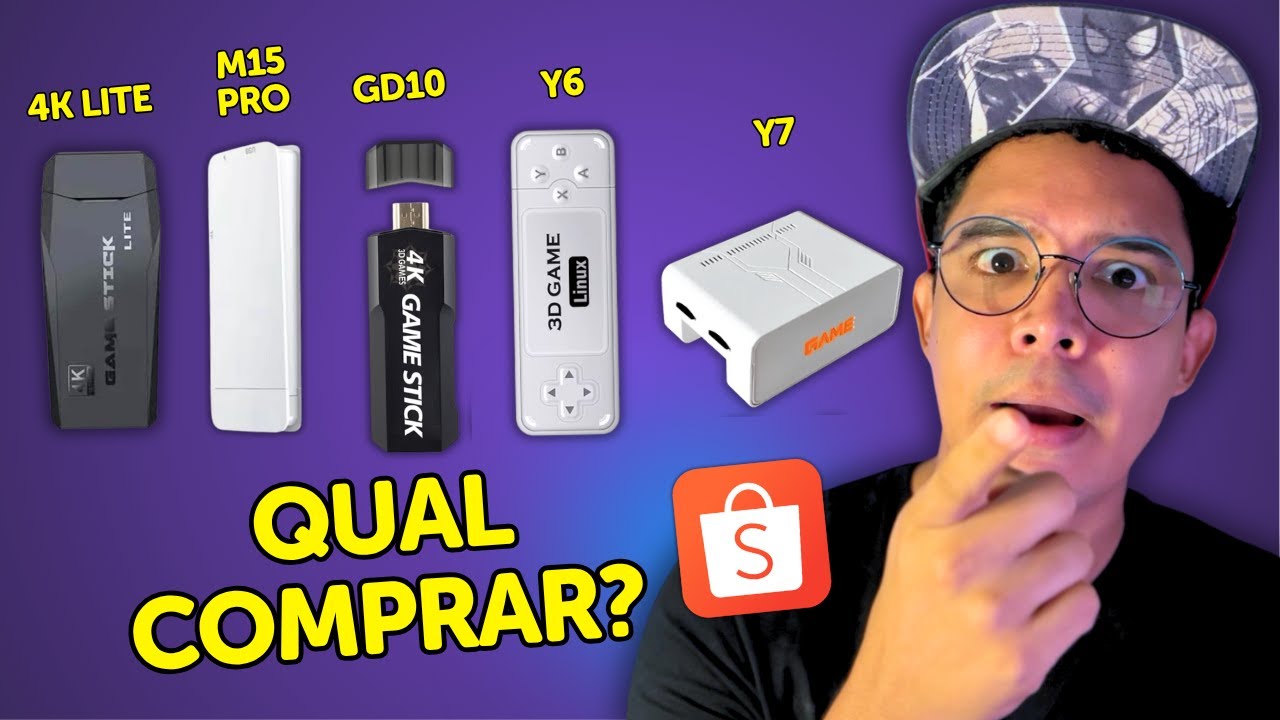 QUAL O MELHOR GAME STICK da SHOPEE em 2026? 4K Lite | M15 Pro | GD10 | Y6 | Y7