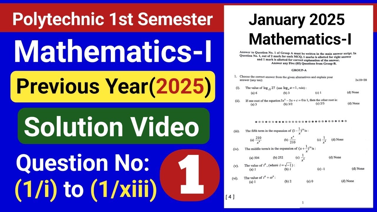 PYQ Solution Video | Mathematics-I (2025, Pt-1) | 1st Semester Polytechnic | NatiTute