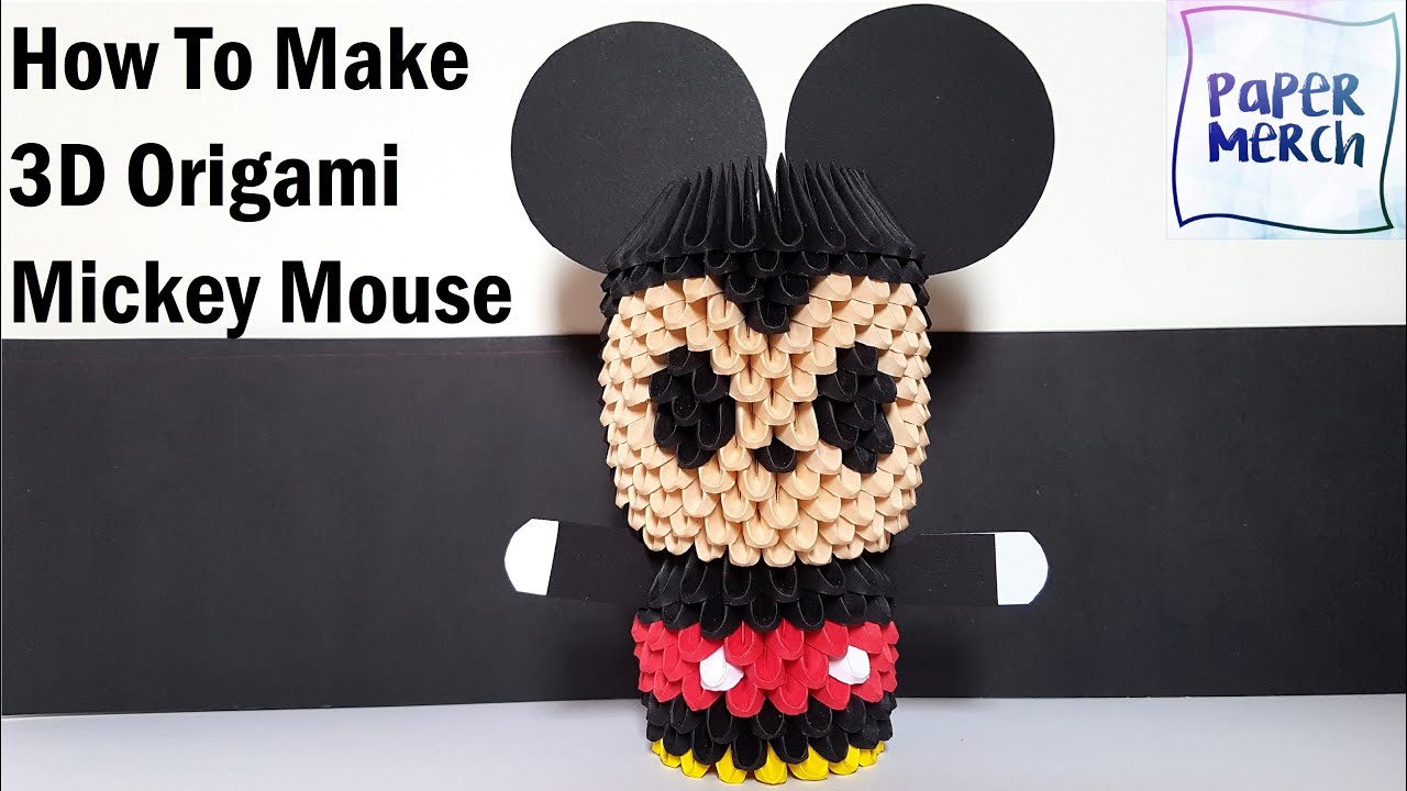 3D Origami Mickey Mouse: How to make Origami Mickey Mouse | Tutorial