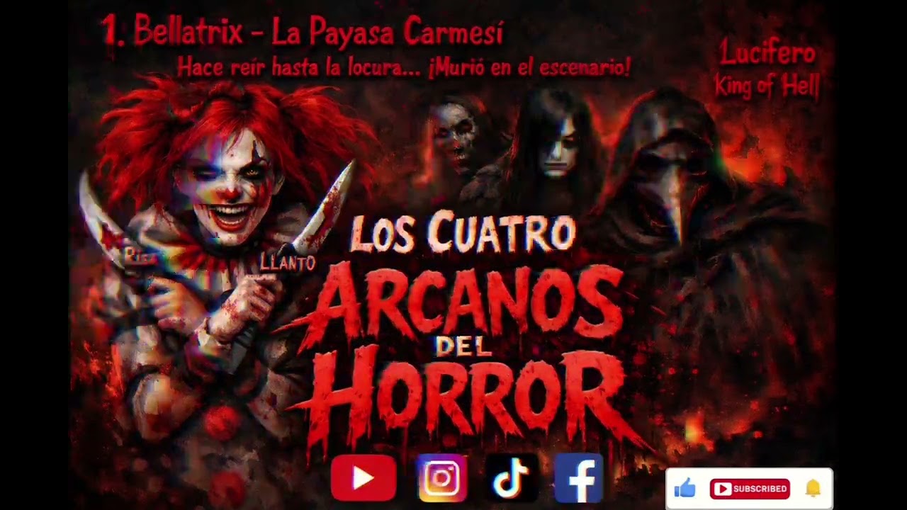  LOS CUATRO ARCANOS DEL HORROR🤡 1. Bellatrix – La Payasa Carmesí .