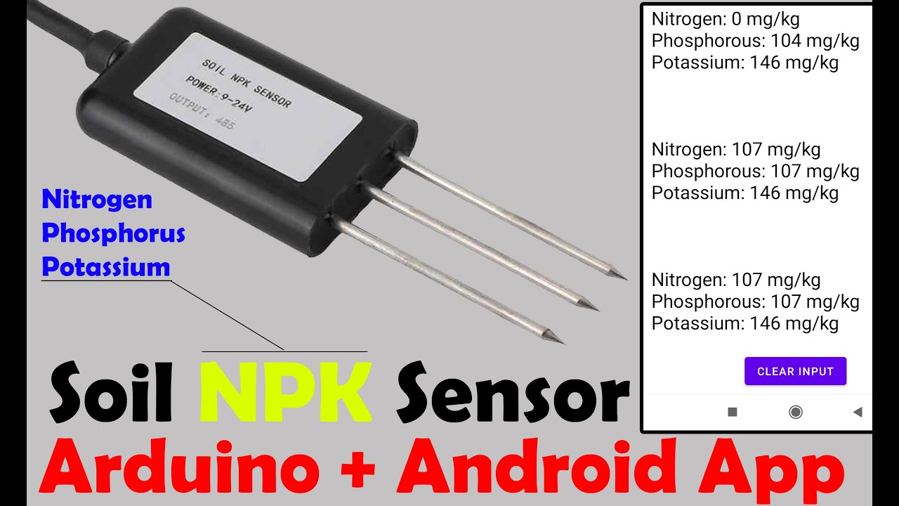 Датчик NPK почвы с Arduino и приложением для мобильного телефона Android для мониторинга питатель...
