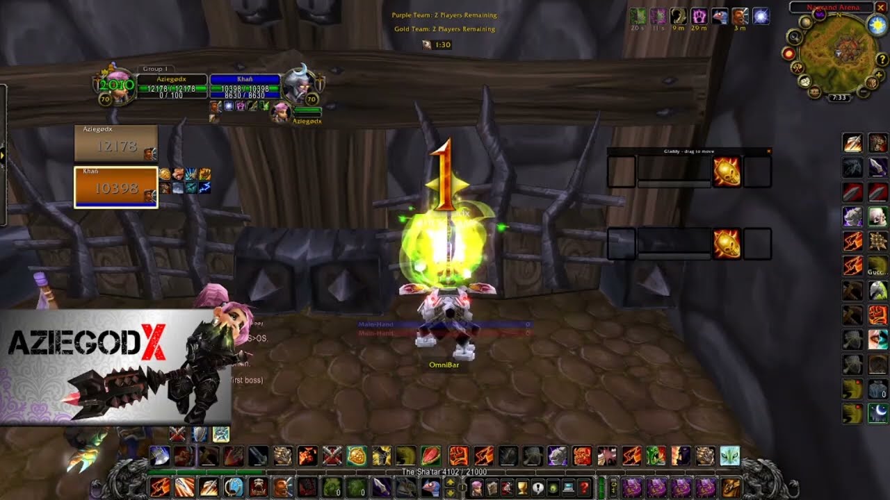 Aziegodx- Rank 1 Warrior. Warr-Druid. 2s arena tbc