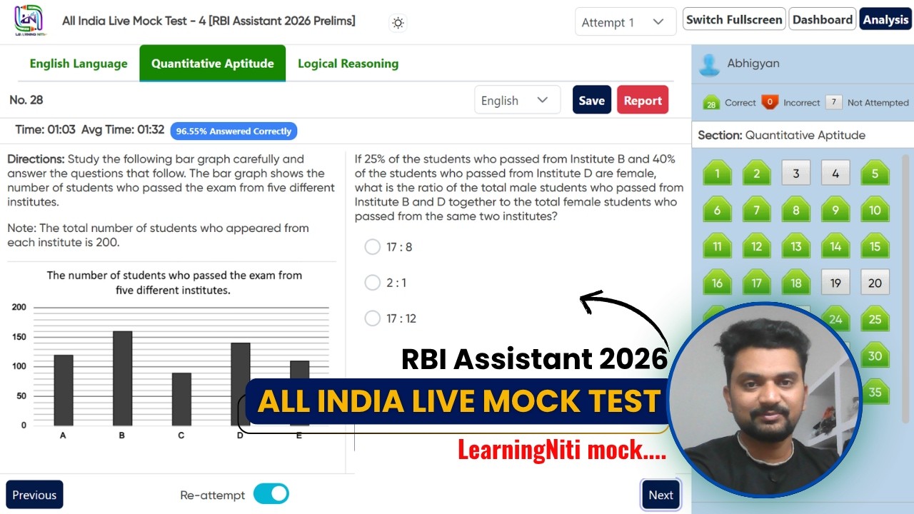 RBI Assistant 2026 Live Mock Test | Decoding When to Skip Questions Based on Difficulty Levels