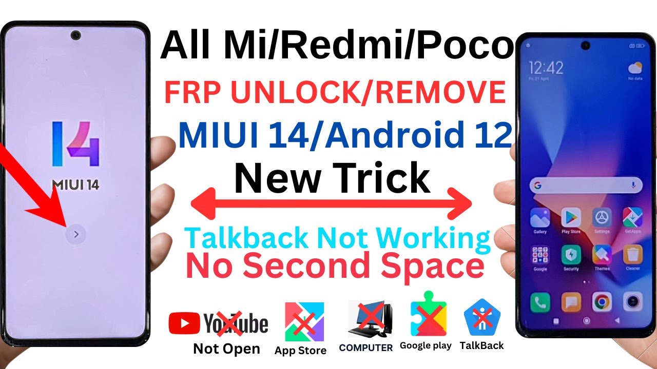 All Mi Poco Redmi FRP Unlock/Bypass/Remove MIUI 14 Android 12  New Security/New Method Without PC