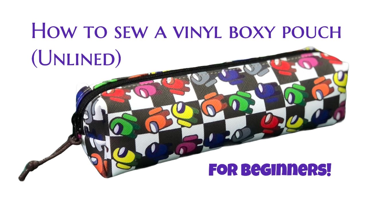 Zippered box pouch sewing tutorial for beginners - using faux (synthetic) leather without lining.