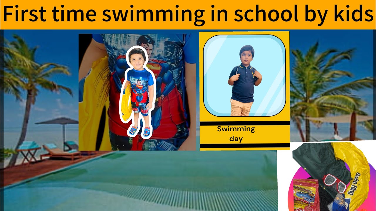 First time swimming in school by kids😎