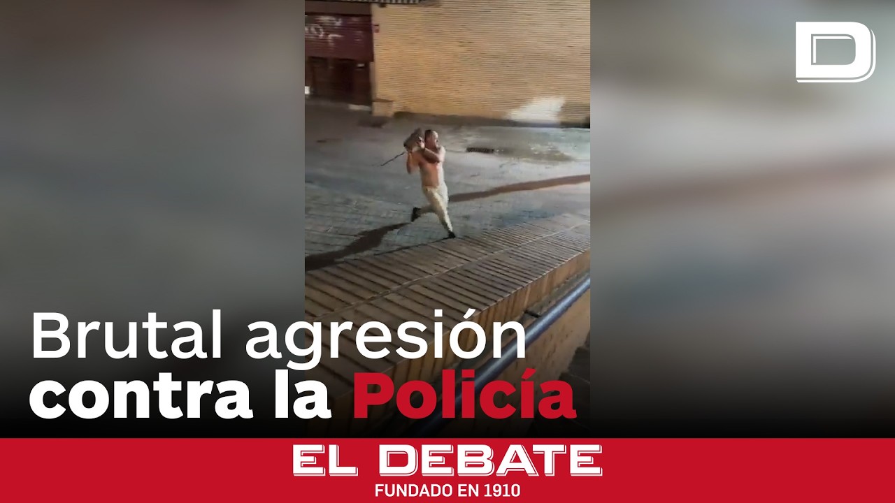 Ataque salvaje contra la Polic&iacute;a en Legan&eacute;s: un hombre descamisado lanza un adoqu&iacute;n a varios agentes