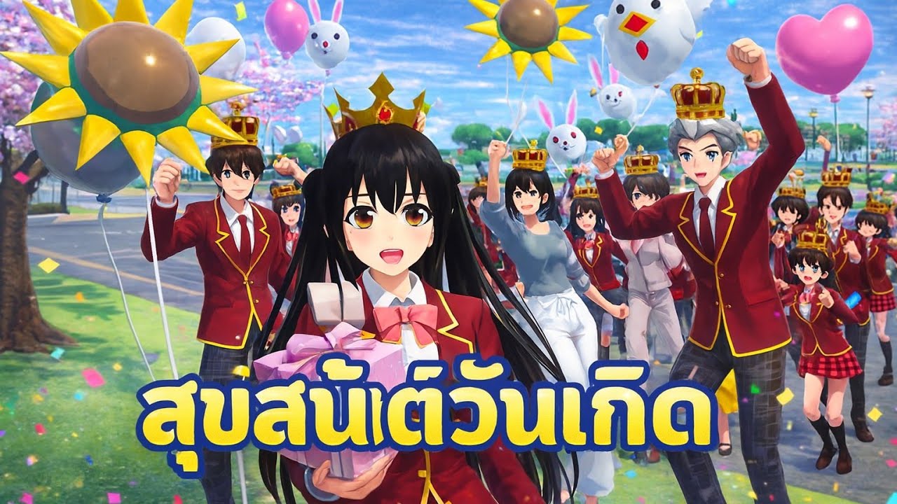 วันเกิดเอาลูกโป่งไปไปแจกเพื่อน#พี่ปอ #sakuraschoolsimulator #sakura 