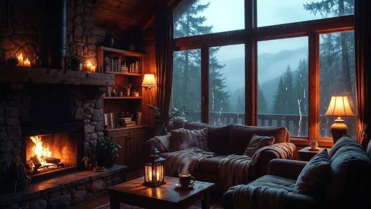 Shelter Hideout During Heavy Rain with Warm Fire Sounds 4